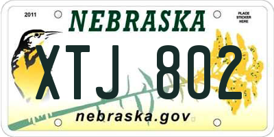 NE license plate XTJ802