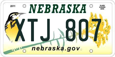 NE license plate XTJ807