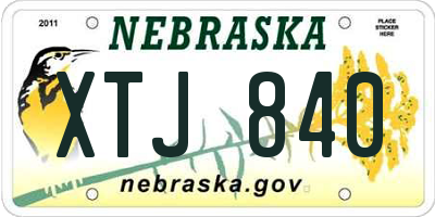 NE license plate XTJ840