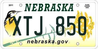 NE license plate XTJ850