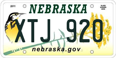 NE license plate XTJ920