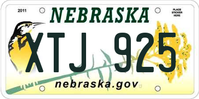 NE license plate XTJ925