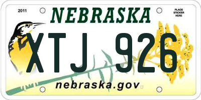 NE license plate XTJ926
