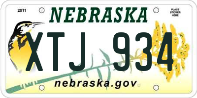 NE license plate XTJ934