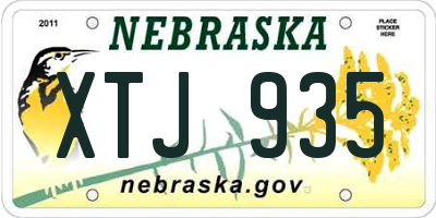 NE license plate XTJ935