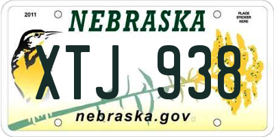 NE license plate XTJ938