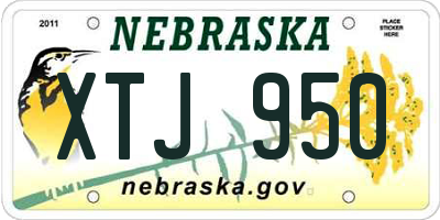 NE license plate XTJ950