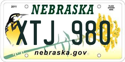 NE license plate XTJ980