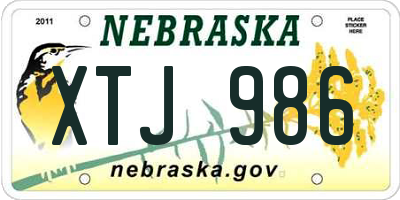 NE license plate XTJ986
