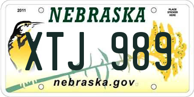 NE license plate XTJ989