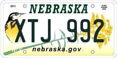 NE license plate XTJ992