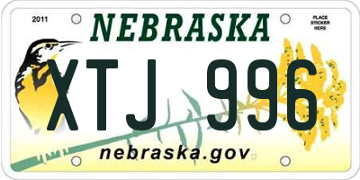 NE license plate XTJ996