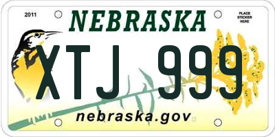 NE license plate XTJ999
