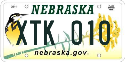 NE license plate XTK010