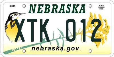 NE license plate XTK012