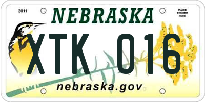 NE license plate XTK016