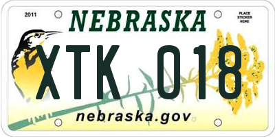 NE license plate XTK018