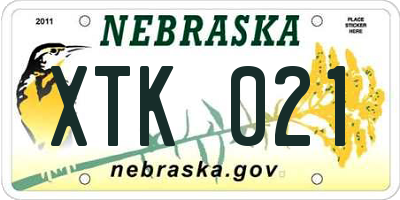 NE license plate XTK021