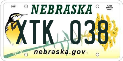 NE license plate XTK038