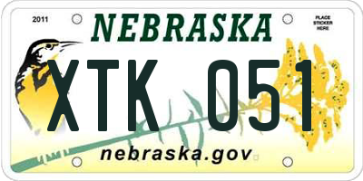 NE license plate XTK051