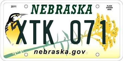 NE license plate XTK071