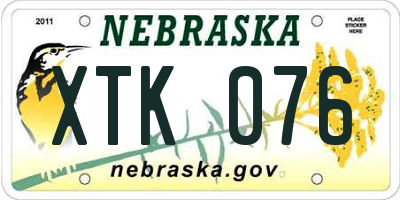 NE license plate XTK076