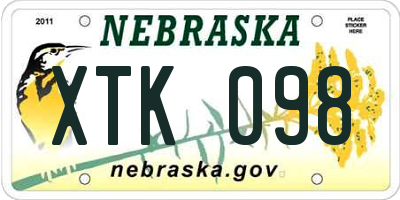 NE license plate XTK098