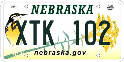 NE license plate XTK102