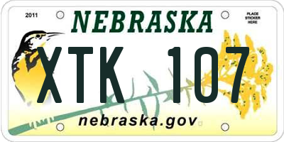 NE license plate XTK107