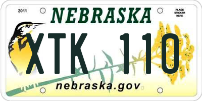 NE license plate XTK110