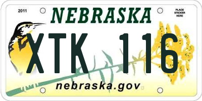 NE license plate XTK116