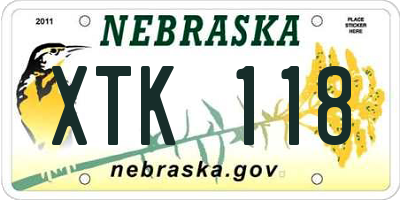 NE license plate XTK118
