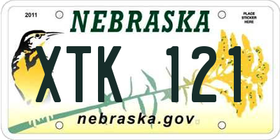 NE license plate XTK121