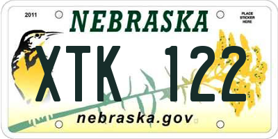 NE license plate XTK122