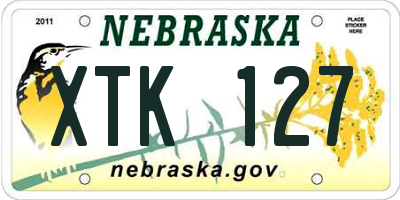 NE license plate XTK127