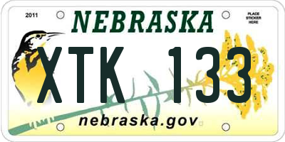 NE license plate XTK133