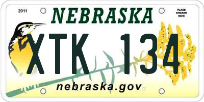 NE license plate XTK134