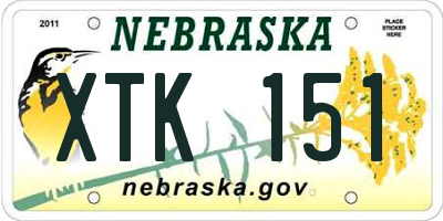 NE license plate XTK151