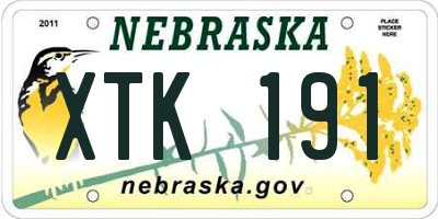 NE license plate XTK191