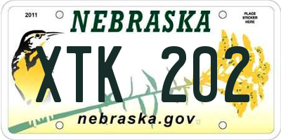 NE license plate XTK202