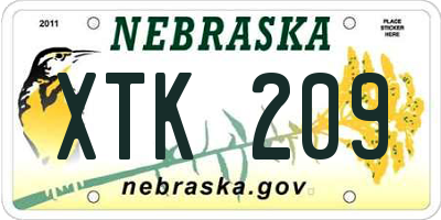 NE license plate XTK209