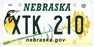 NE license plate XTK210