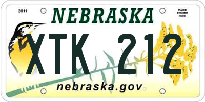NE license plate XTK212