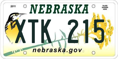NE license plate XTK215