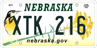 NE license plate XTK216