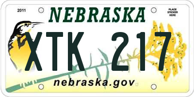 NE license plate XTK217