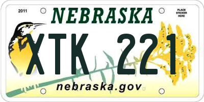 NE license plate XTK221