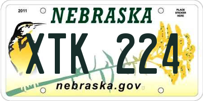NE license plate XTK224