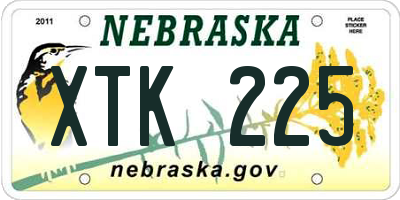 NE license plate XTK225