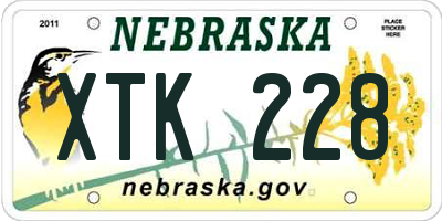 NE license plate XTK228